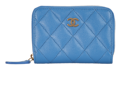 Chanel Zipped Coin Purse, £450, Accessories, Blue, Caviar Leather, Front view